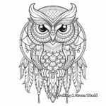 Detailed Owl Dream Catcher Coloring Sheets for Grown-ups 2