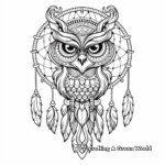 Detailed Owl Dream Catcher Coloring Sheets for Grown-ups 3