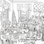 Detailed Party Scene New Year Coloring Pages for Adults 3