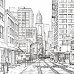 Detailed Rainy Cityscape Coloring Pages for Adults 2