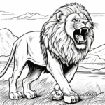 Detailed Roaring Lion in Savannah Coloring Pages 2