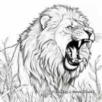 Detailed Roaring Lion in Savannah Coloring Pages 3
