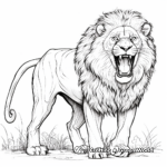 Detailed Roaring Lion in Savannah Coloring Pages 4