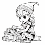Detailed Santa's Elf Making Toys Coloring Pages for Adults 4
