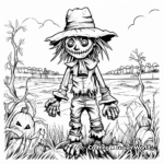 Detailed Scarecrow in a Field Coloring Pages 2