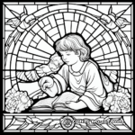 Detailed Stained-Glass Lord's Prayer Coloring Pages for Adults 2
