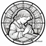 Detailed Stained-Glass Lord's Prayer Coloring Pages for Adults 4