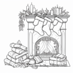 Detailed Stocking and Fireplace Coloring Pages 1