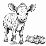 Detailed Strawberry Cow Coloring Pages for Adults 1