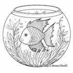 Detailed Tropical Fish Bowl Coloring Page for Adults 2
