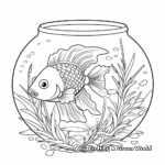 Detailed Tropical Fish Bowl Coloring Page for Adults 4