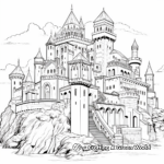 Detailed Unicorn Castle Coloring Pages for Adults 1