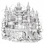 Detailed Unicorn Castle Coloring Pages for Adults 2