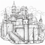 Detailed Unicorn Castle Coloring Pages for Adults 3