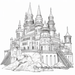 Detailed Unicorn Castle Coloring Pages for Adults 4