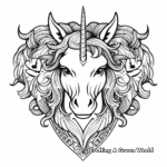Detailed Unicorn Heart Coloring Pages for Adults 1