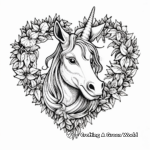 Detailed Unicorn Heart Coloring Pages for Adults 2