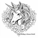 Detailed Unicorn Heart Coloring Pages for Adults 3