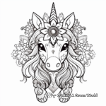 Detailed Unicorn Mandala Coloring Pages for Adults 3