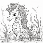 Detailed Unicorn Seahorse Coloring Pages for Adults 2