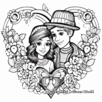 Detailed Valentine's Day Couple Coloring Sheets for Adults 1