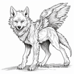 Detailed Winged Wolf Coloring Pages for Adults 1