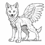 Detailed Winged Wolf Coloring Pages for Adults 2