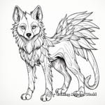 Detailed Winged Wolf Coloring Pages for Adults 3