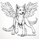 Detailed Winged Wolf in Flight Coloring Pages for Adults 1