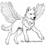 Detailed Winged Wolf in Flight Coloring Pages for Adults 2