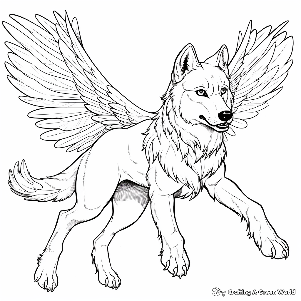 Flying Winged Wolf Coloring Pages - Free & Printable!