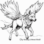 Detailed Winged Wolf in Flight Coloring Pages for Adults 4