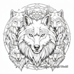 Detailed Wolf Pack Mandala Coloring Pages 1