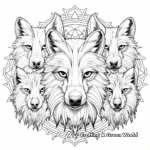 Detailed Wolf Pack Mandala Coloring Pages 2