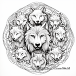 Detailed Wolf Pack Mandala Coloring Pages 3