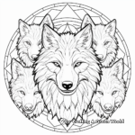 Detailed Wolf Pack Mandala Coloring Pages 4