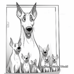 Doberman Family Coloring Pages: Mother, Father, and Puppies 1