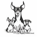 Doberman Family Coloring Pages: Mother, Father, and Puppies 3