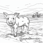 Domestic Pig in Muddy Field Coloring Pages 1