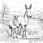 Donkeys in Nature: Scenic Coloring Pages 1