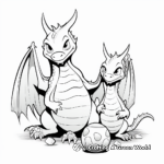Dragon Family Coloring Pages: Male, Female, and Eggs 1