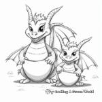 Dragon Family Coloring Pages: Male, Female, and Eggs 2