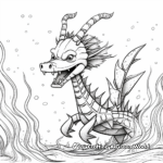 Dramatic Deep Sea Dragon Scene Coloring Pages 3
