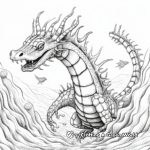 Dramatic Deep Sea Dragon Scene Coloring Pages 4