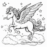 Dreamy Night Sky Flying Unicorn Coloring Pages 1