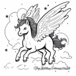 Dreamy Night Sky Flying Unicorn Coloring Pages 3