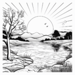 Dreamy Sunset Scenery Coloring Sheets 1