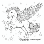 Dreamy Unicorn Pegasus under the Stars Coloring Pages 1