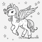 Dreamy Unicorn Pegasus under the Stars Coloring Pages 2