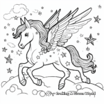 Dreamy Unicorn Pegasus under the Stars Coloring Pages 3